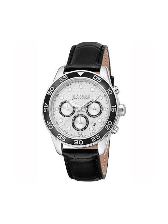 Just Cavalli Uhr Batterie mit Schwarz Lederarmband