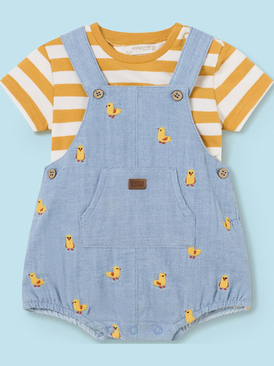 Mayoral Set Onesie With Salopeta Yellow 2 Pieces
