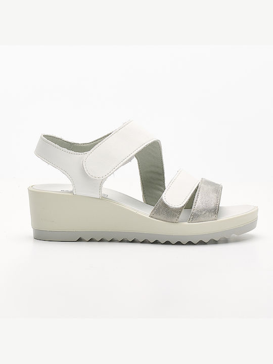 Imac Anatomic Women's Leather Ankle Strap Platforms White