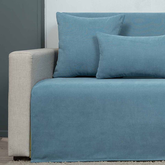 Cotone Уютна Покривка За Двуместен Диван 180x240см Светлосиня Петролена