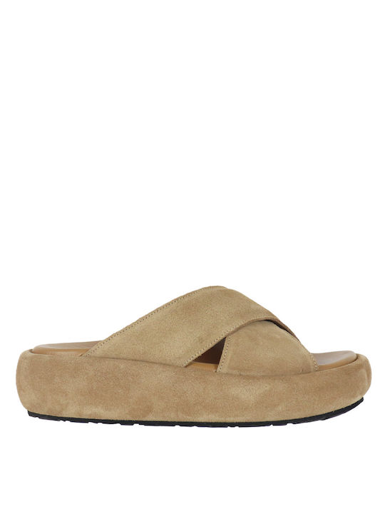 Komis & Komis Women's Flat Sandals Flatforms in Beige Color