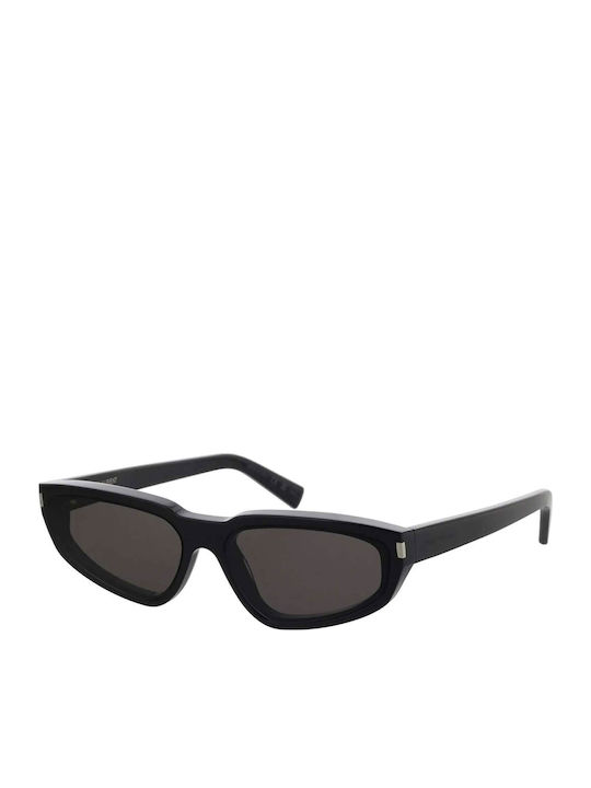 Ysl Women's Sunglasses with Black Plastic Frame and Green Lens