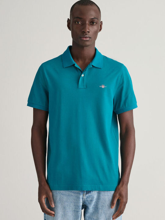 Gant Pique Bluza pentru bărbați cu mâneci scurte Polo Ocean Turquoise