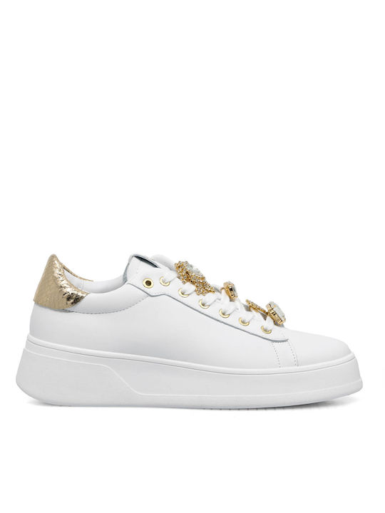 Renato Garini Damen Sneakers White / Gold Snake