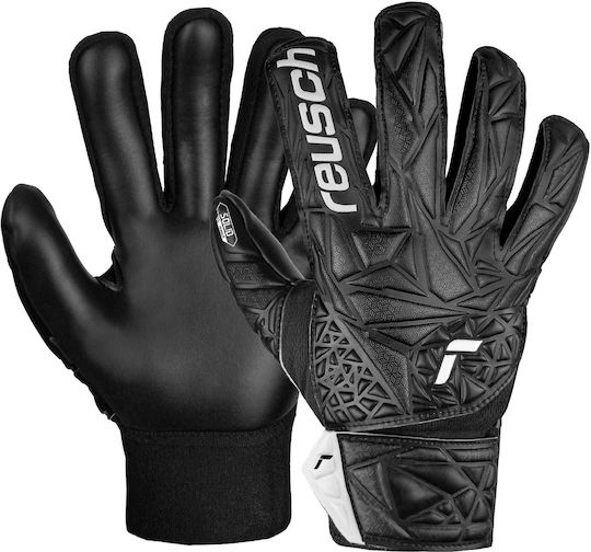 Reusch Attrakt Starter Solid Finger Support Jnr Kids Goalkeeper Gloves Black