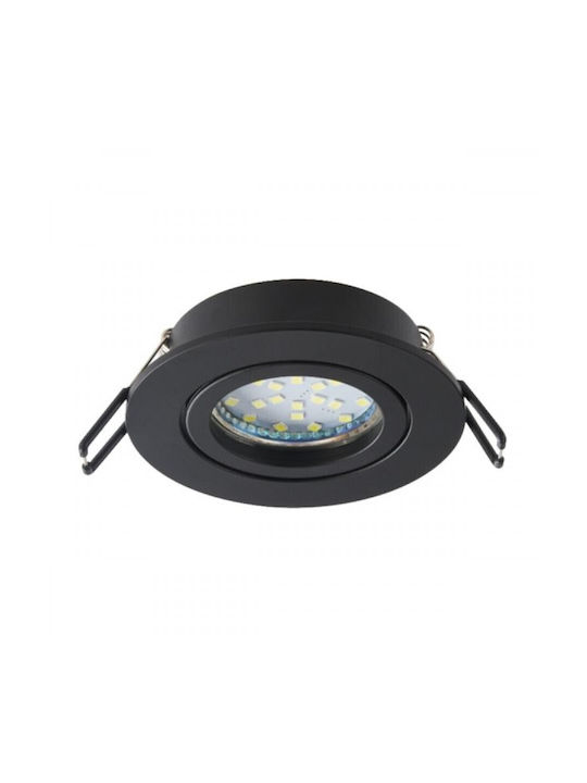 Spot Light Rotund Metalic Spot Încorporat cu Soclu GU10 Negru 1buc