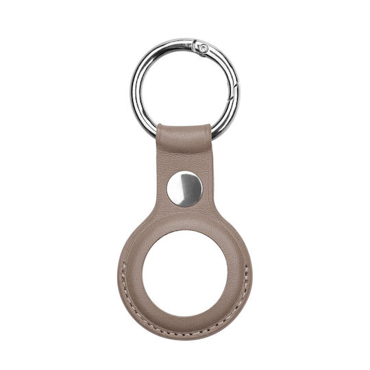 Hurtel Keychain Case Artifcial Leather for AirTag in Brown color