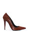 Eco Synthetic Leather Brown Heels