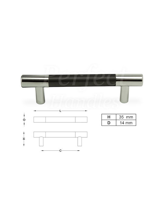 Perfect Handle Furniture made of Metallic chrome-black ICP-14005-992mm 1pcs