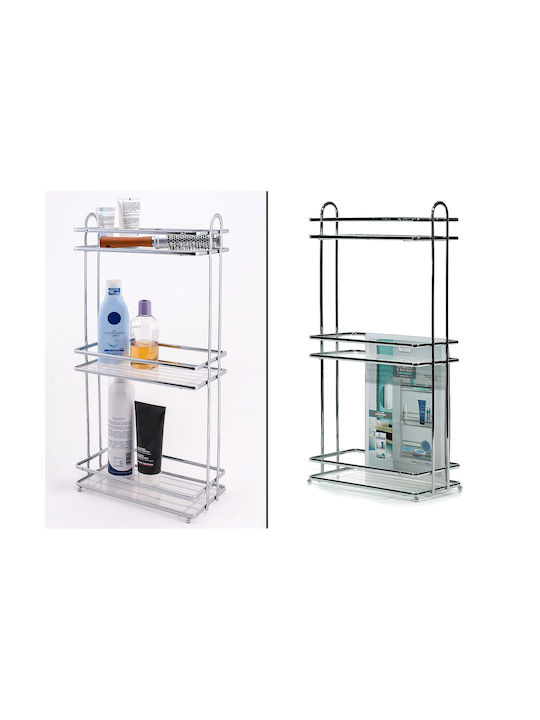 ArteLibre Wall Mounted Bathroom Shelf Metallic 28x15x59cm Silver
