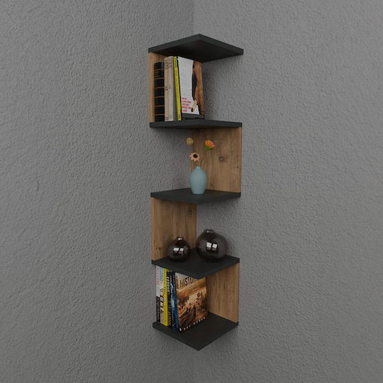 Ράφι Zigzag Oak-ανθρακί 25x25x109εκ.
