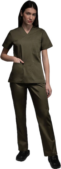 DS Wear Women's Khaki Pants & Blouse Set