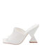 Leder Mules mit Chunky Hoch Absatz in Weiß Farbe