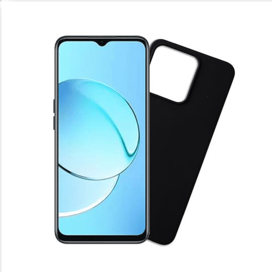 Volte-Tel Umschlag Rückseite Silikon mit Band Schwarz (Realme C51, Realme C53)