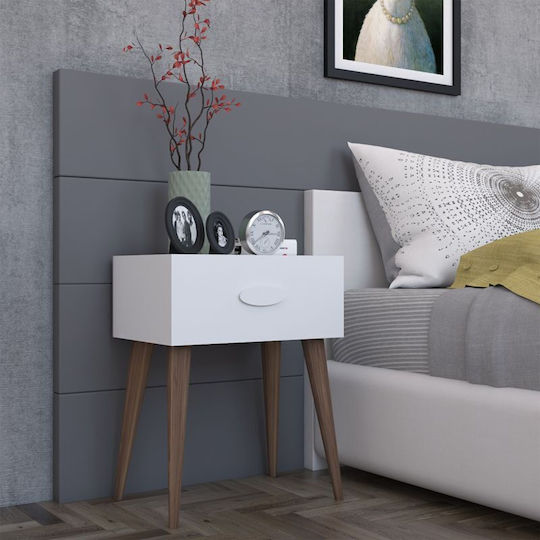 Bedside Table Laber Wooden White 45x30x57.5cm