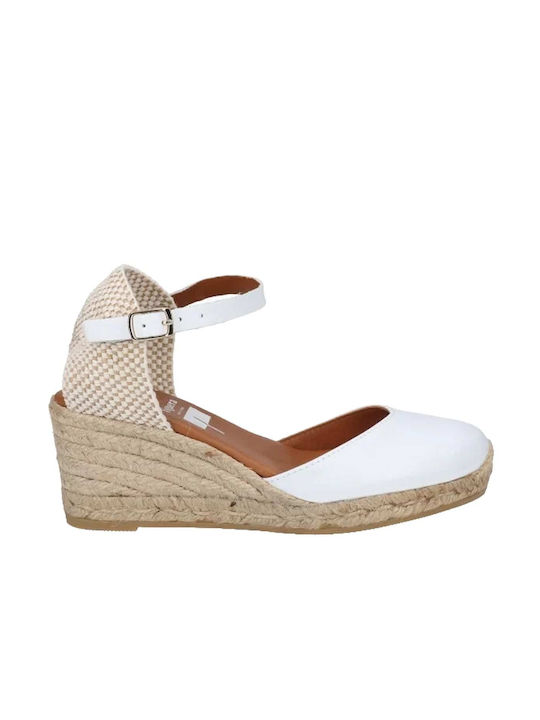 Viguera Women's Leather Platform Espadrilles White