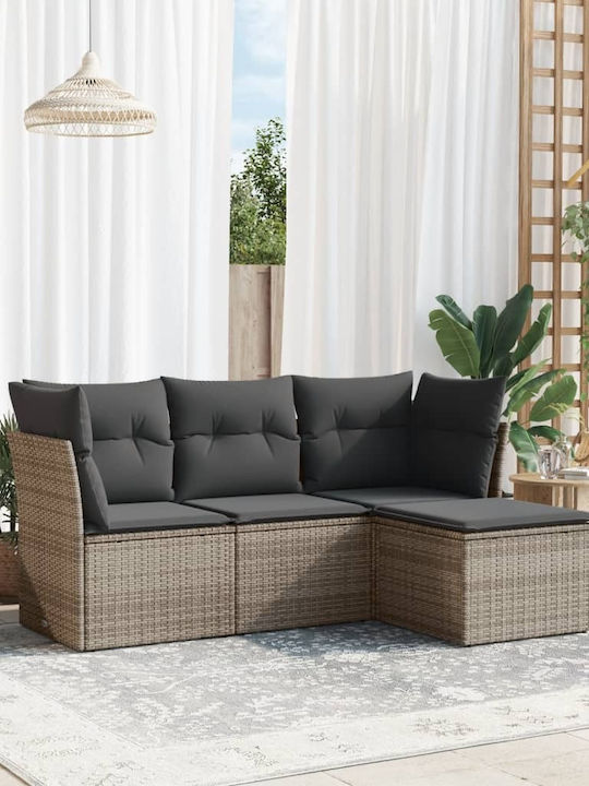 Corner Outdoor Sofa Rattan with Cushions 55x55x...