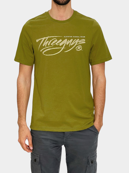 3Guys Ανδρικό T-shirt Κοντομάνικο Πράσινο