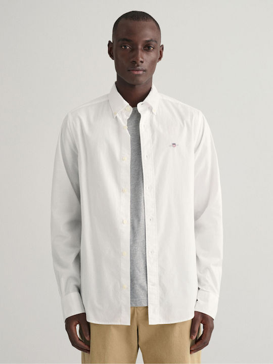 Gant Men's Shirt Long Sleeve Cotton White