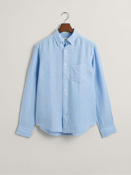 Gant Men's Shirt Long Sleeve Linen Blue