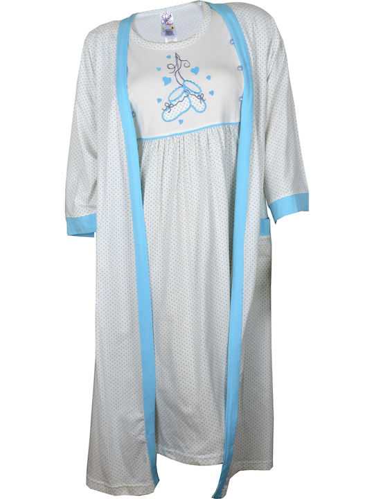 VIolet Nightgown White-blue