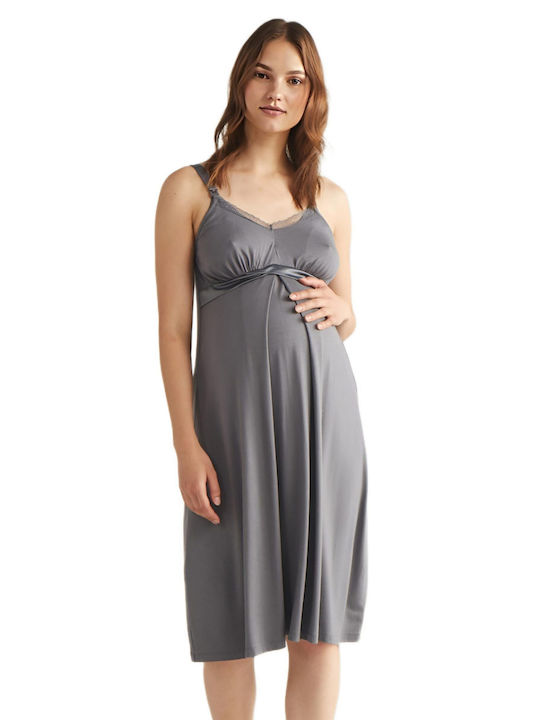 Angel's Secret Nightgown for Maternity Hospital & Breastfeeding Gray