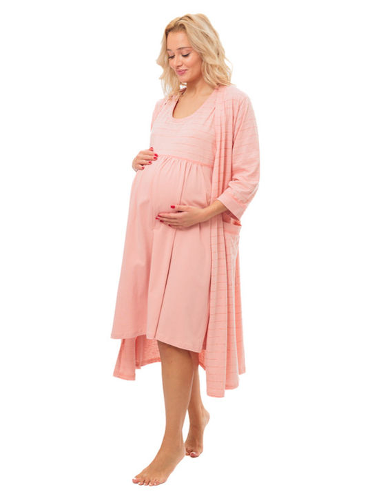 Angel's Secret Robe with Nightgown for Maternity Hospital & Breastfeeding Grey 7394