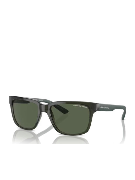 Armani Exchange Unisex Sunglasses with Black Plastic Frame and Green Lens