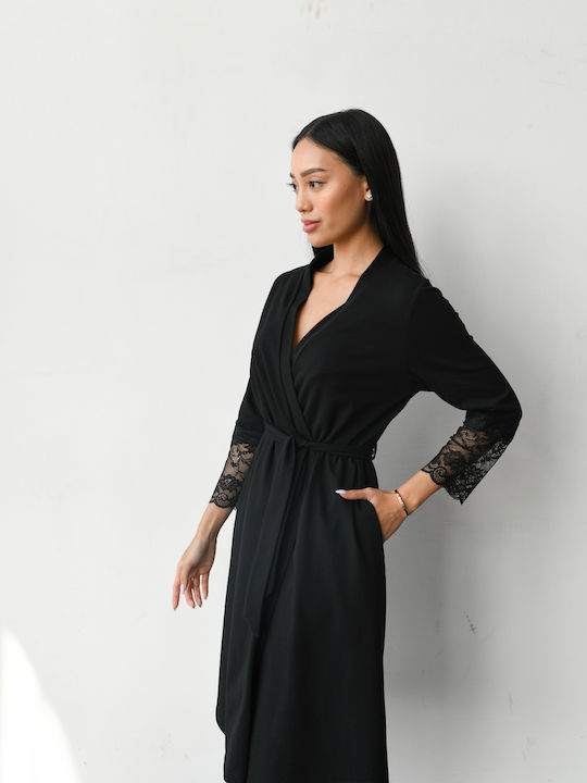 EasyMum Robe für Schwangere & Stillen in Schwarz Farbe