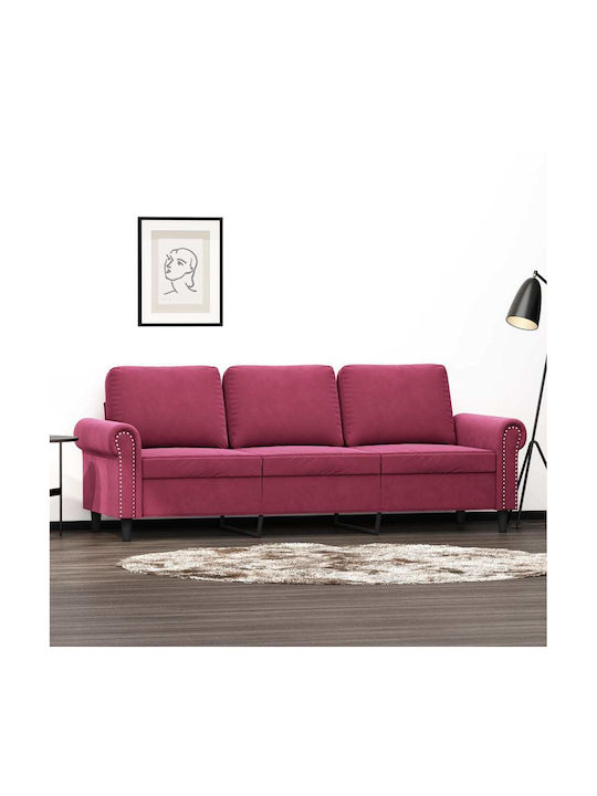 Dreisitzer Sofa Samt Burgundisch 212x77x80cm