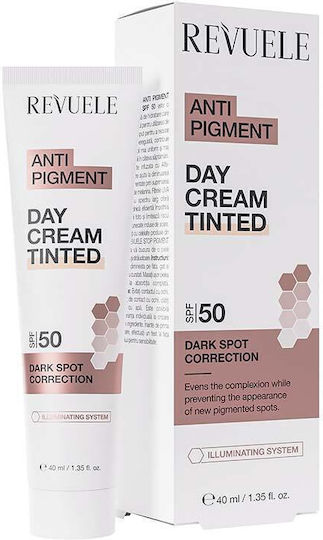 Revuele Cremă De Față Colorată De Zi Cu Acțiune Anti-pete Pigmentare Corectoare Pentru Pete Pigmentare Și Hidratare SPF50 50ml
