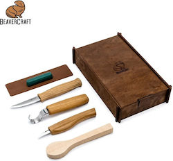 Carving Knife Set With Spoon Blank In Box / Bea...