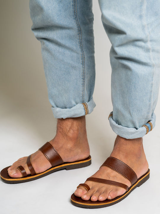 Kouros Leder Herrensandalen in Braun Farbe