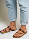 Kouros Leder Herrensandalen in Braun Farbe