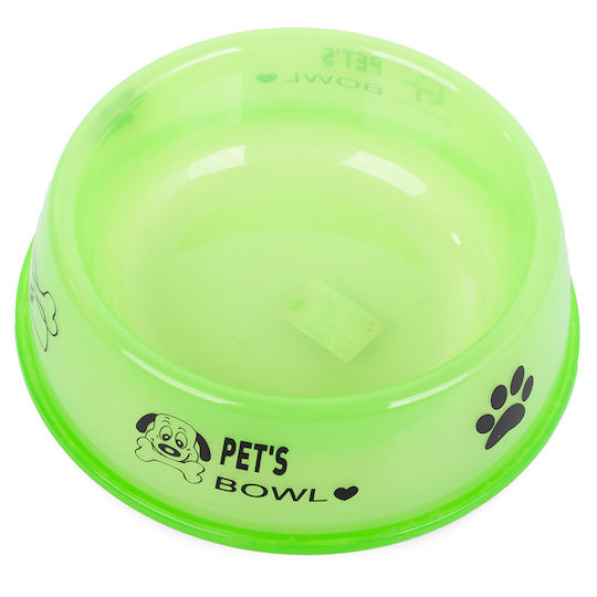 Plastic Bol Mâncare & Apă pentru Câine pe Bază 600ml 18cm în Culoare Verde