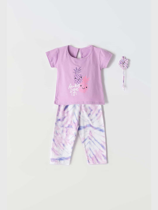 Εβίτα Kids Set with Leggings Summer 2pcs Purple