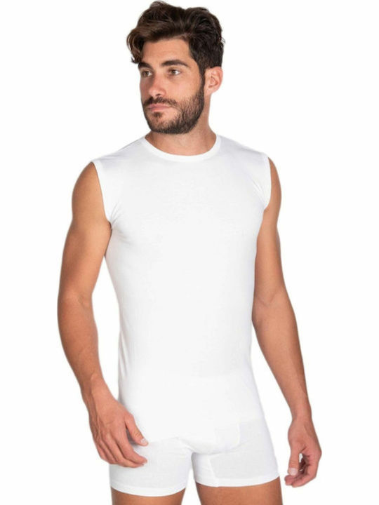 Tricou De Corp Pentru Bărbați Fără Mâneci Alb