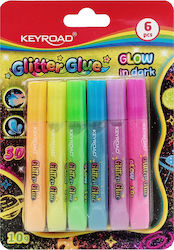 Keyroad Κόλλα Glitter Πολύχρωμη 6τμχ
