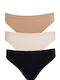 SugarFree Γυναικεία Slip 3Pack χωρίς Ραφές Black/Beige