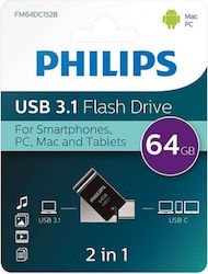 Philips 64GB USB 2.0 Stick Negru