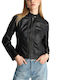 Attrattivo Women's Short Biker Artificial Leather Jacket for Winter Black