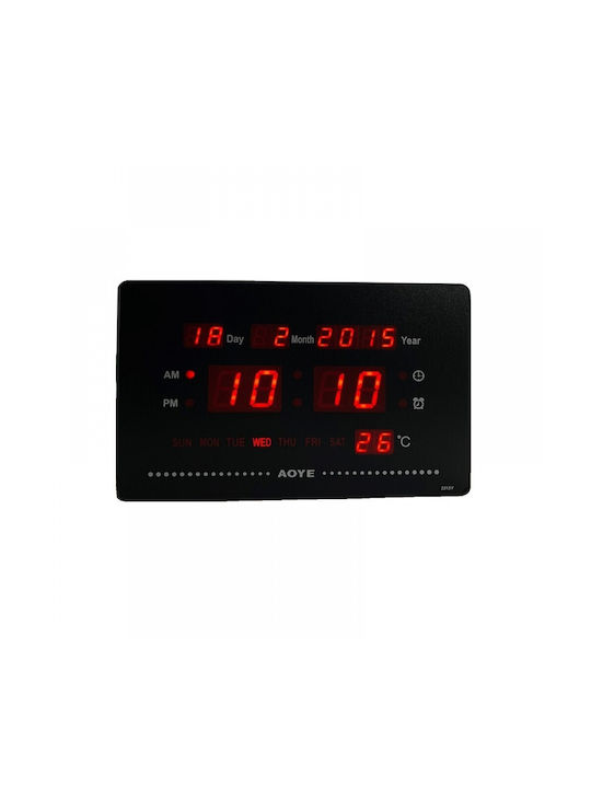 Wall Clock Digital Red 23.5x15.5cm
