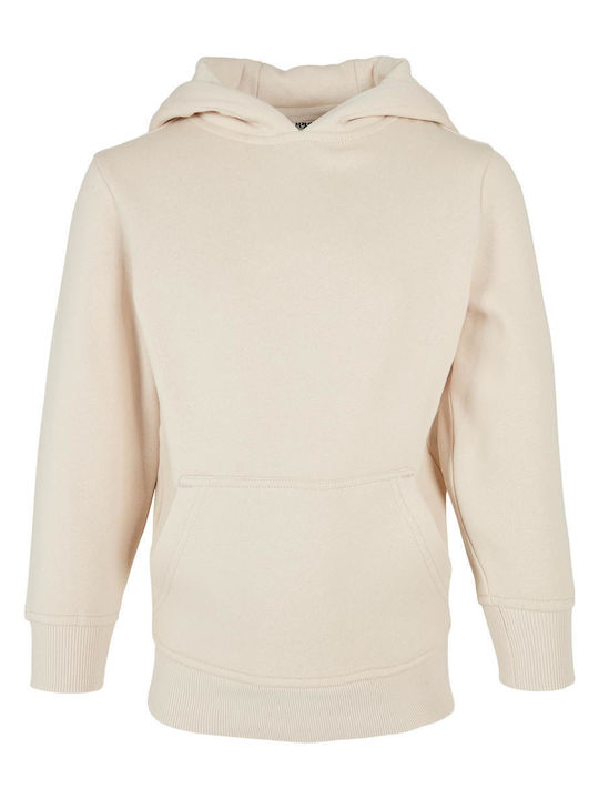 Urban Classics Kids Fleece Sweatshirt with Hood and Pocket Beige Organic