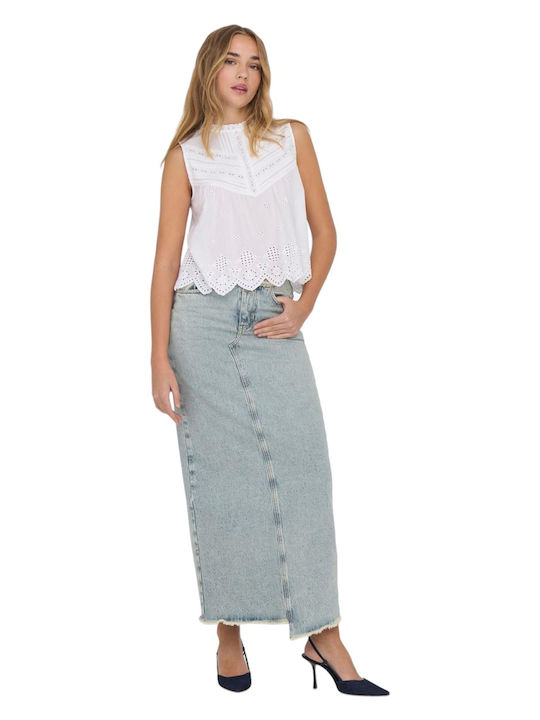 Only Denim Maxi Skirt in Blue color