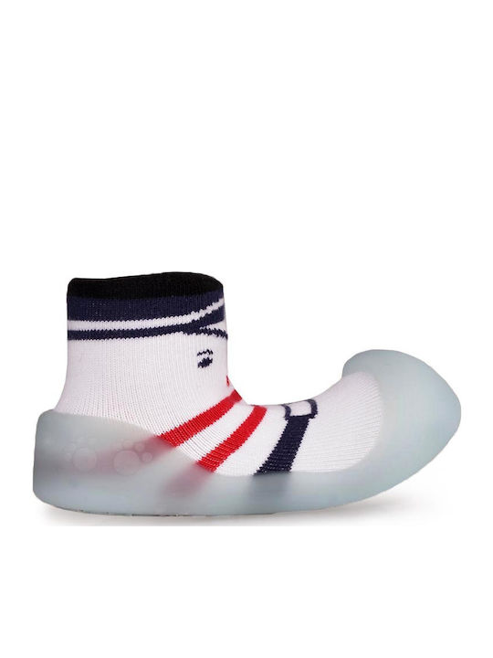 BigToes Kinder Haussocken White/Navy/Aqua
