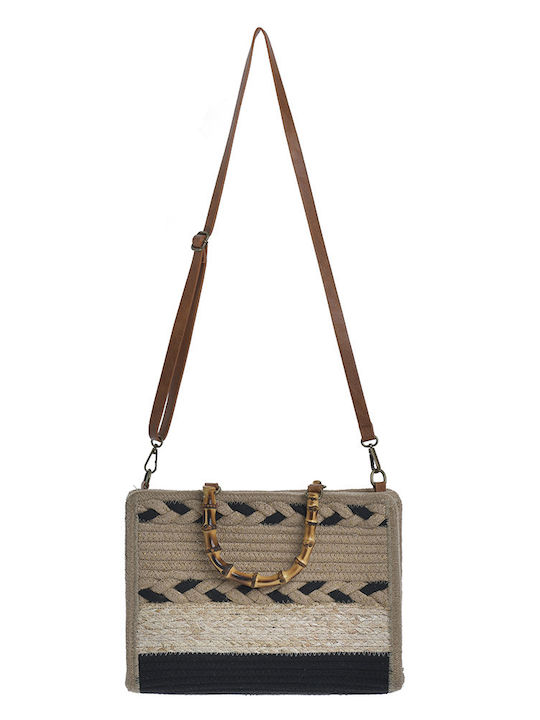 Ble Resort Collection Straw Beach Bag with Wallet Black