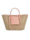 Ble Resort Collection Straw Beach Bag with Wallet Pink
