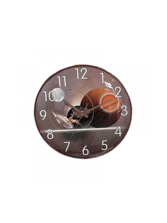 Wall Clock Plastic Brown 35x4.5cm
