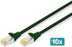 Digitus S/FTP Cat.6a Ethernet Network Cable 0.5m Green 10 Pieces