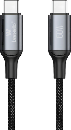 Leewello USB 2.0 Cable USB-C Male - USB-C 60W Black 1m 783190-Black